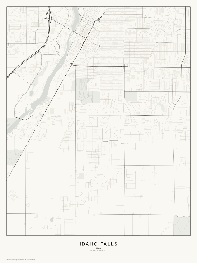 Idaho Falls map poster, classic style