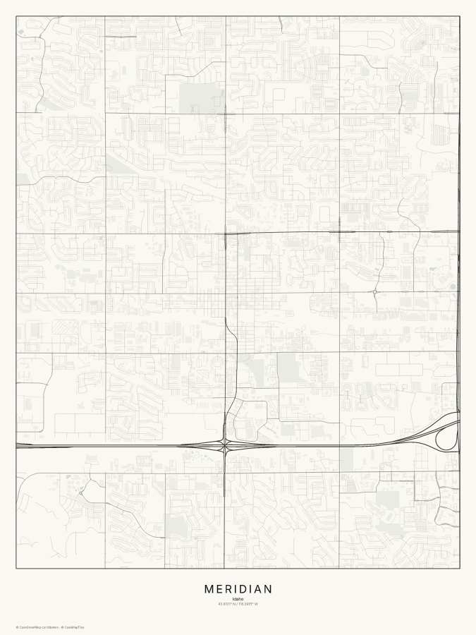 Meridian map poster, classic style