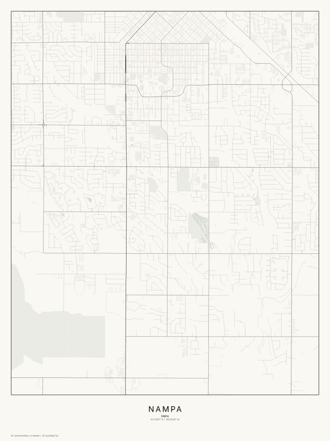 Nampa map poster, classic style