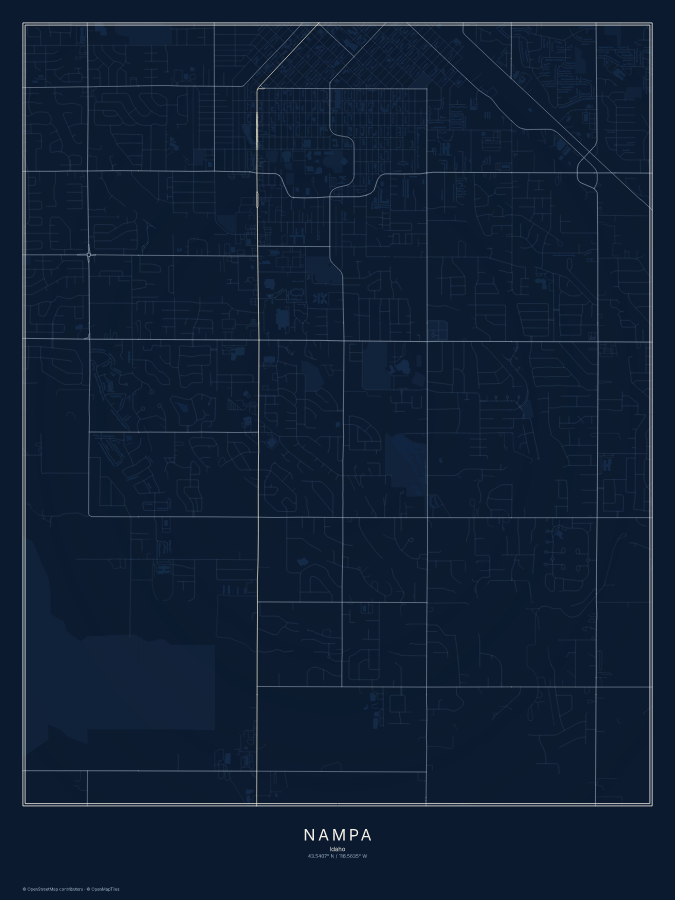 Nampa map poster, midnight style