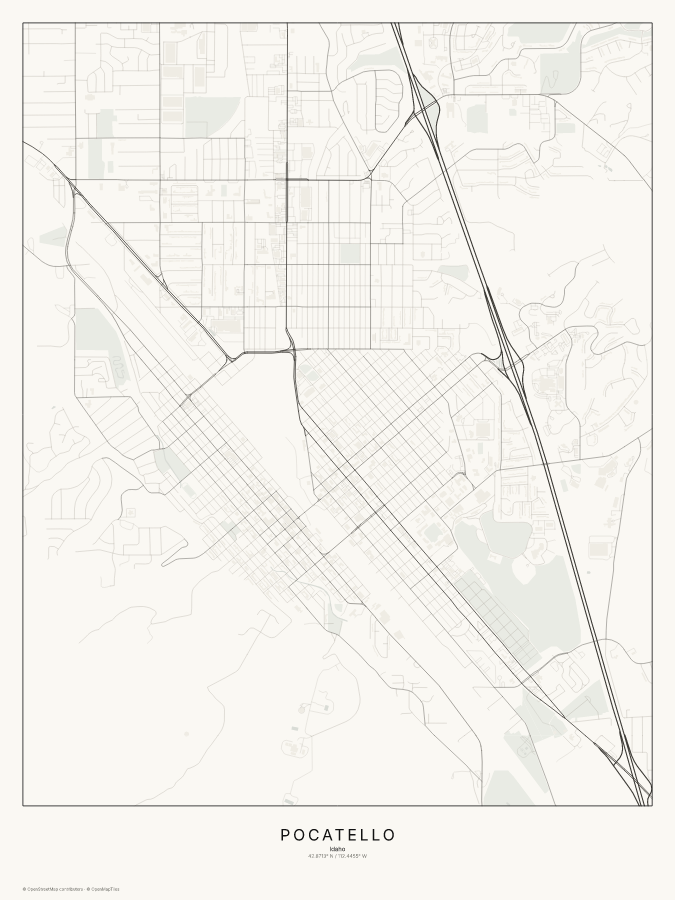 Pocatello map poster, classic style