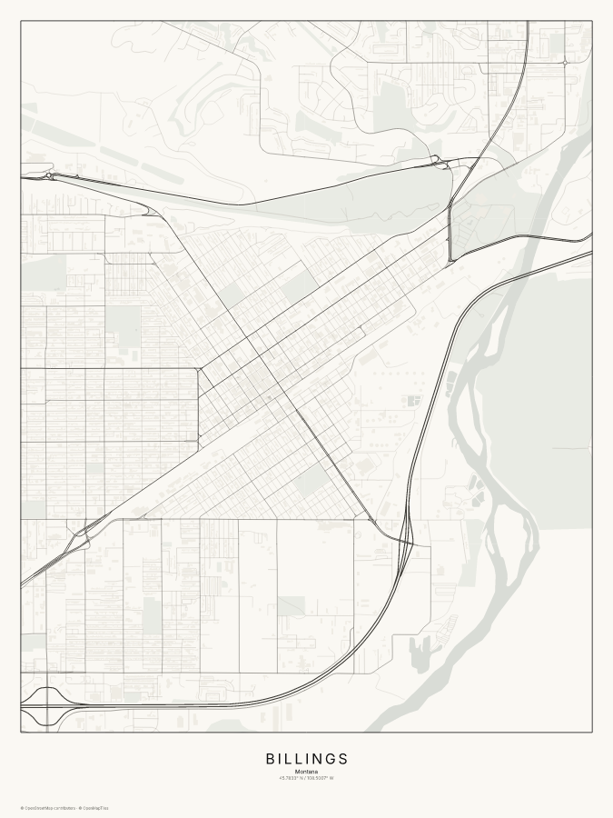 Billings map poster, classic style