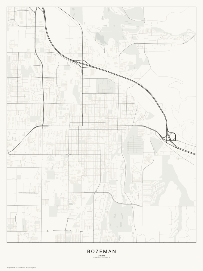 Bozeman map poster, classic style