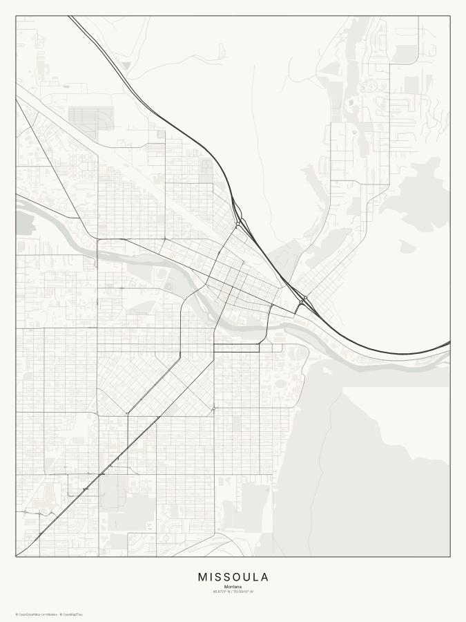 Missoula map poster, classic style