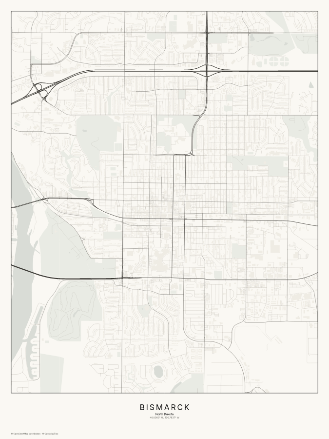 Bismarck map poster, classic style