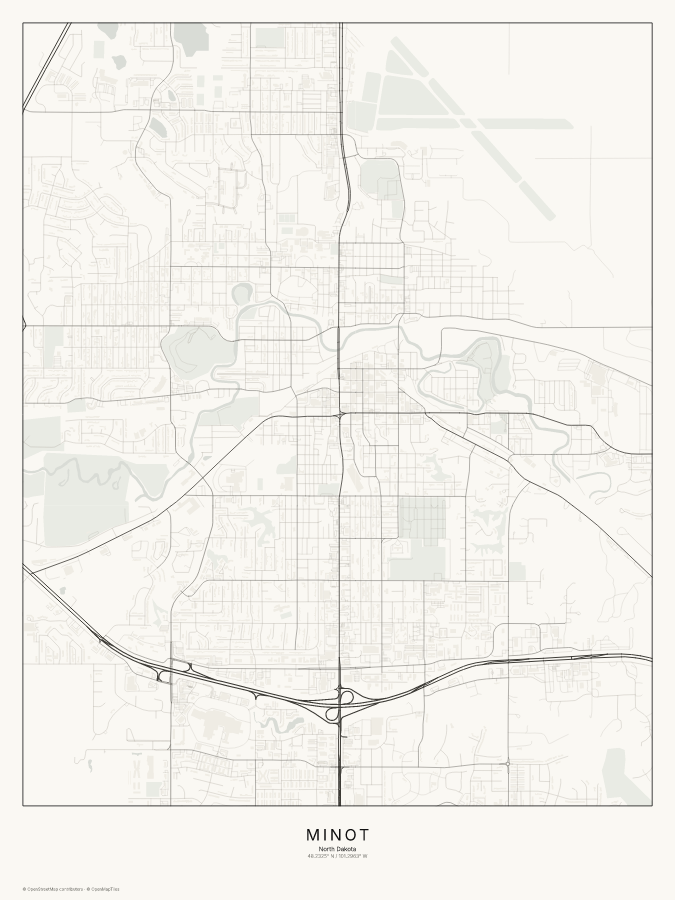 Minot map poster, classic style