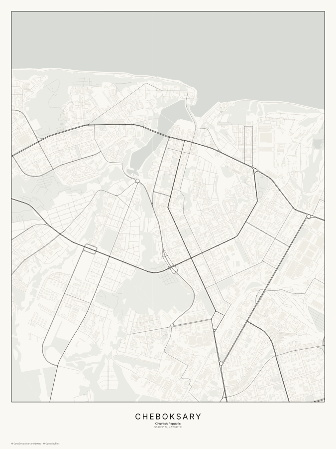 Cheboksary map poster, classic style