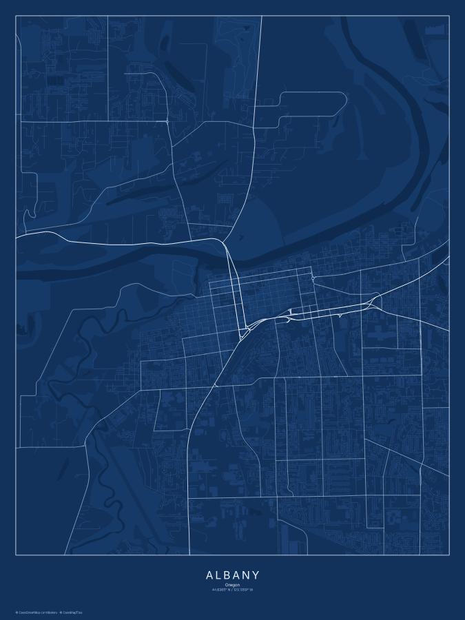 Albany map poster, blueprint style