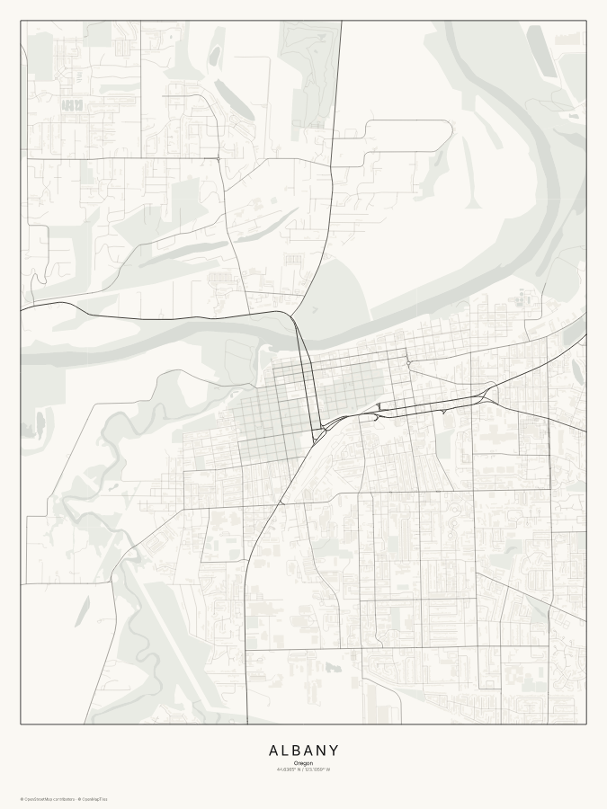 Albany map poster, classic style