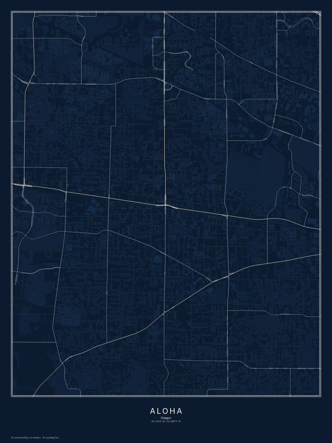 Aloha map poster, midnight style