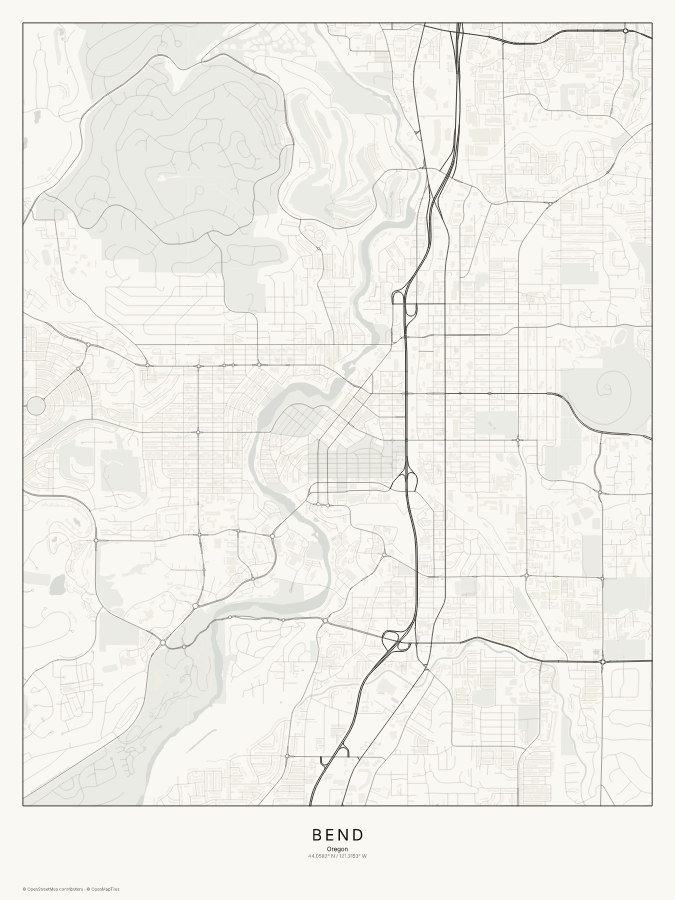 Bend map poster, classic style