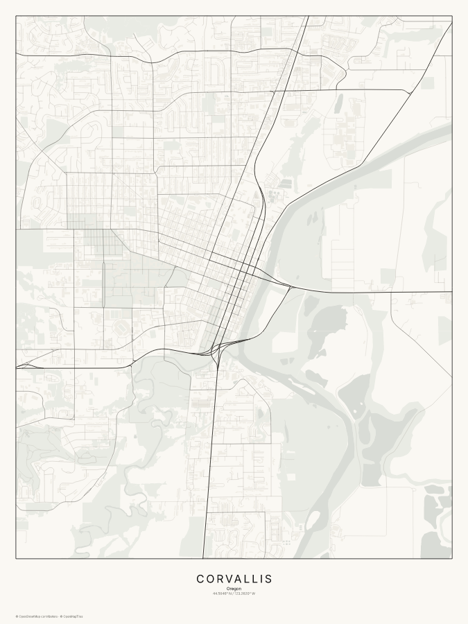 Corvallis map poster, classic style