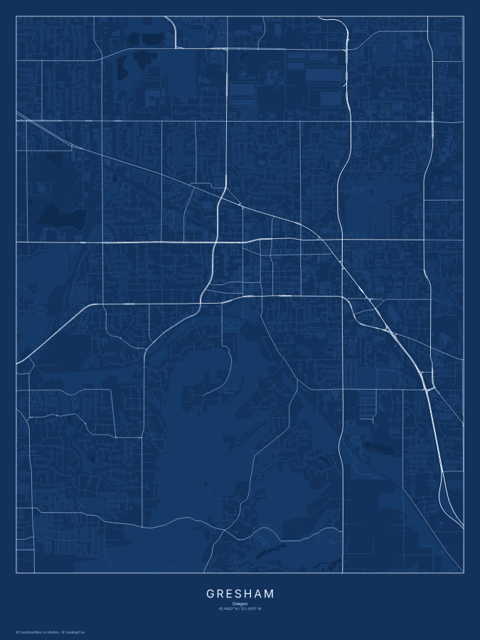 Gresham map poster, blueprint style