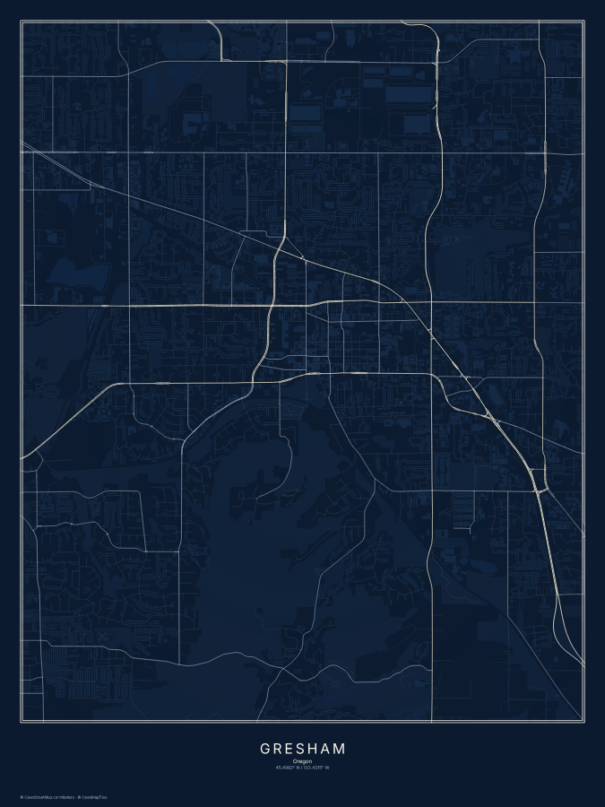 Gresham map poster, midnight style