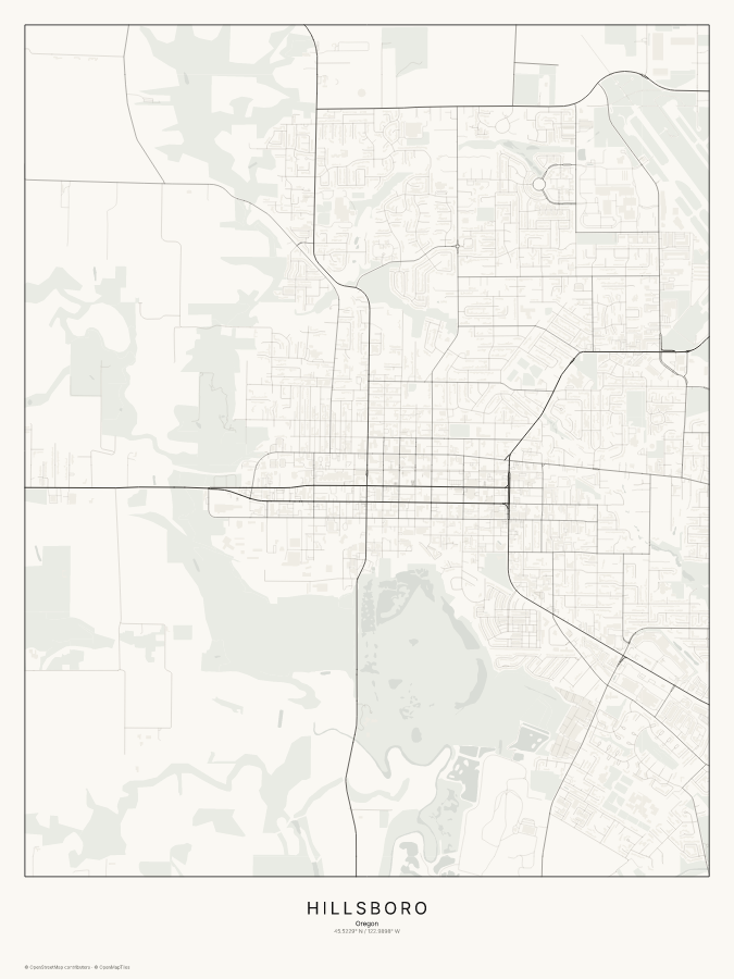 Hillsboro map poster, classic style