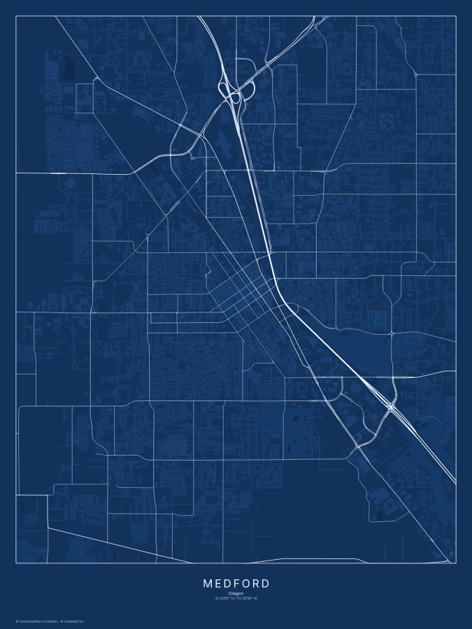 Medford map poster, blueprint style