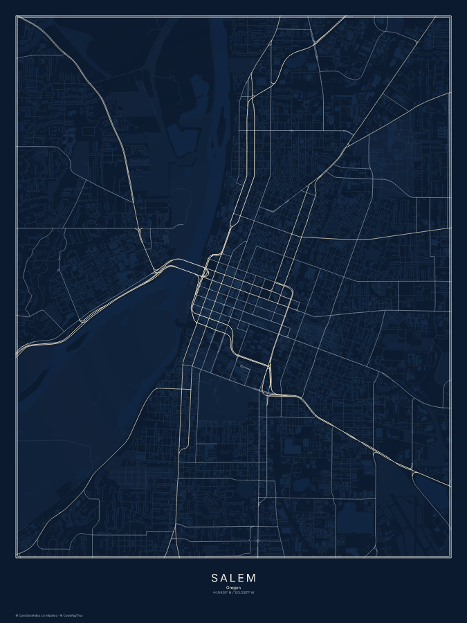 Salem map poster, midnight style