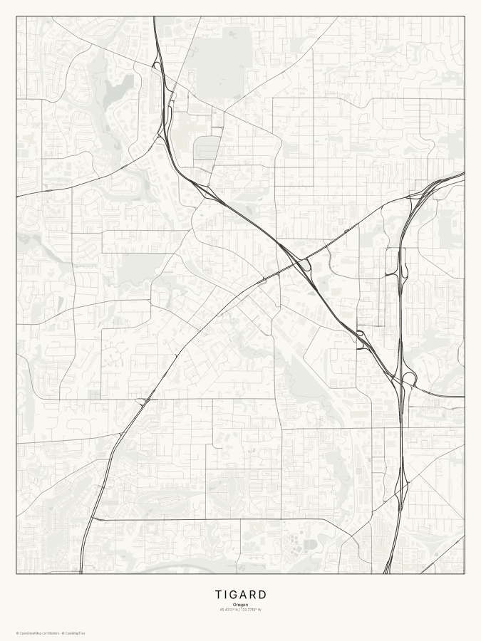Tigard map poster, classic style