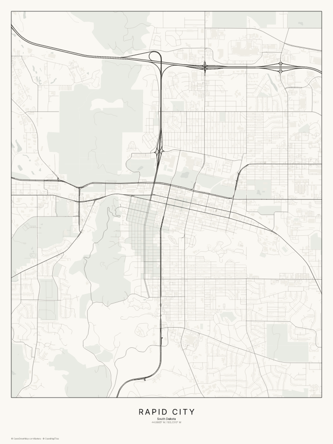 Rapid City map poster, classic style