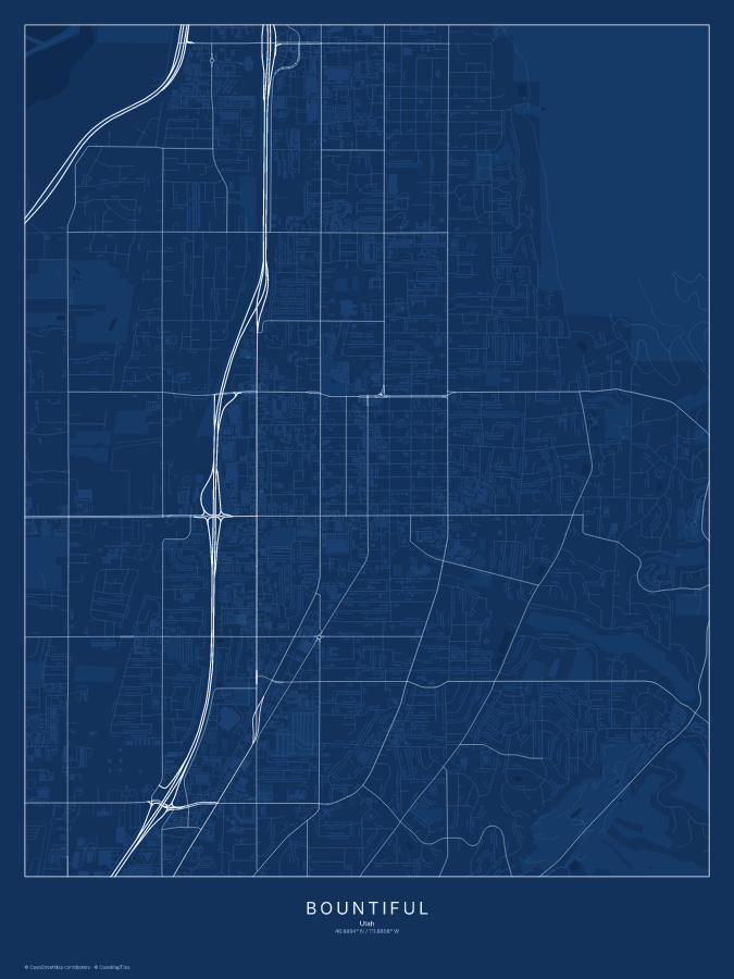 Bountiful map poster, blueprint style