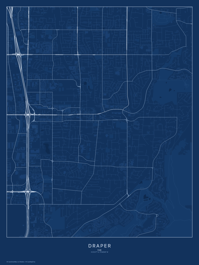 Draper map poster, blueprint style
