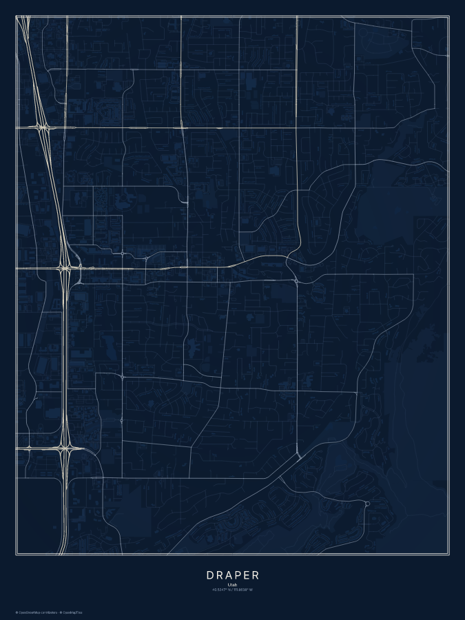 Draper map poster, midnight style