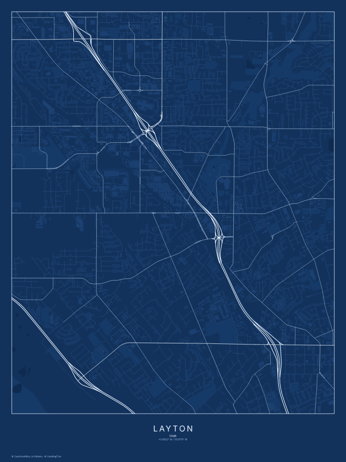 Layton map poster, blueprint style