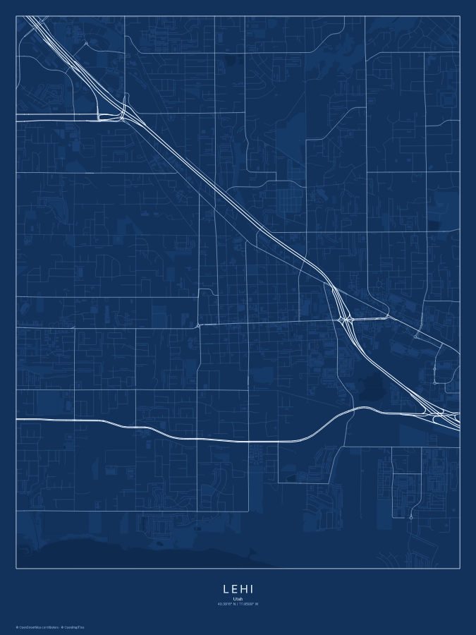 Lehi map poster, blueprint style