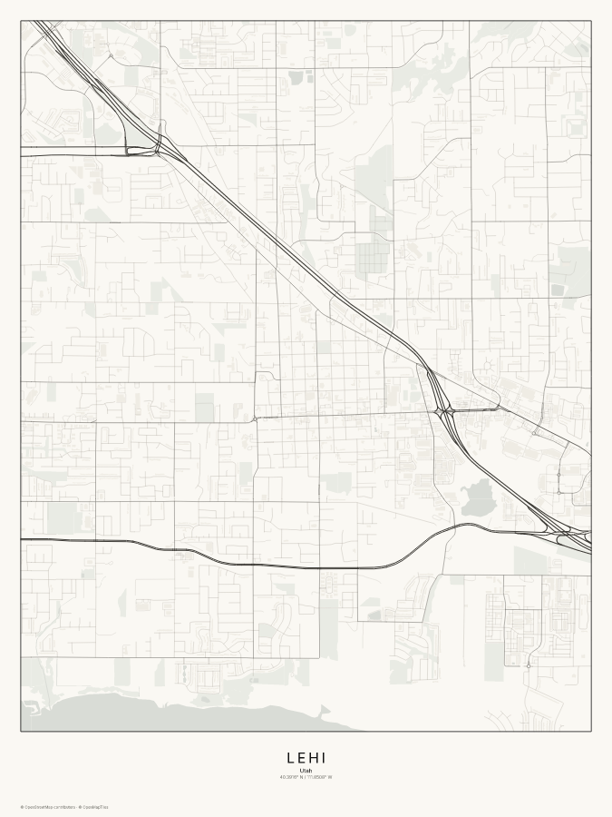 Lehi map poster, classic style