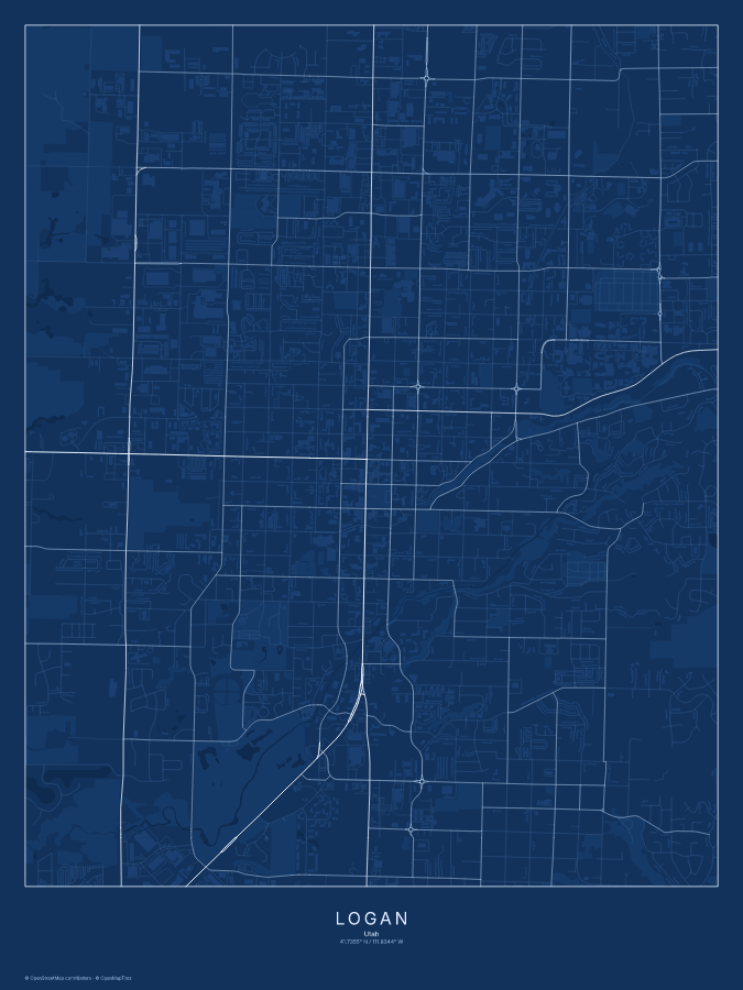 Logan map poster, blueprint style