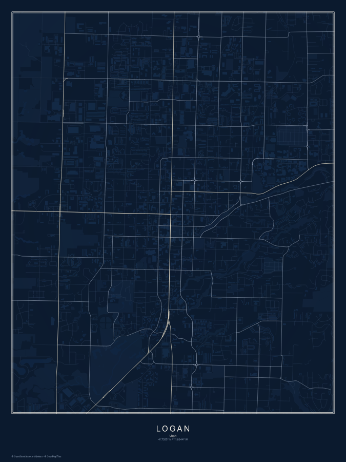Logan map poster, midnight style