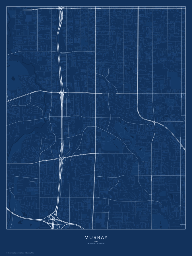 Murray map poster, blueprint style