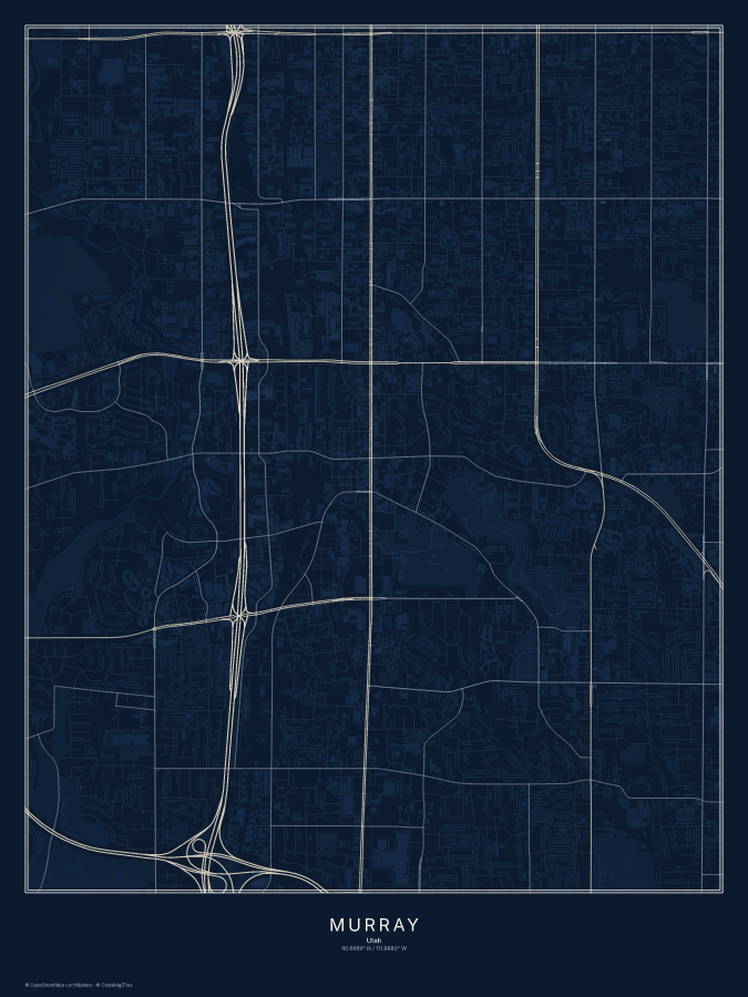 Murray map poster, midnight style