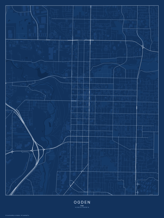 Ogden map poster, blueprint style