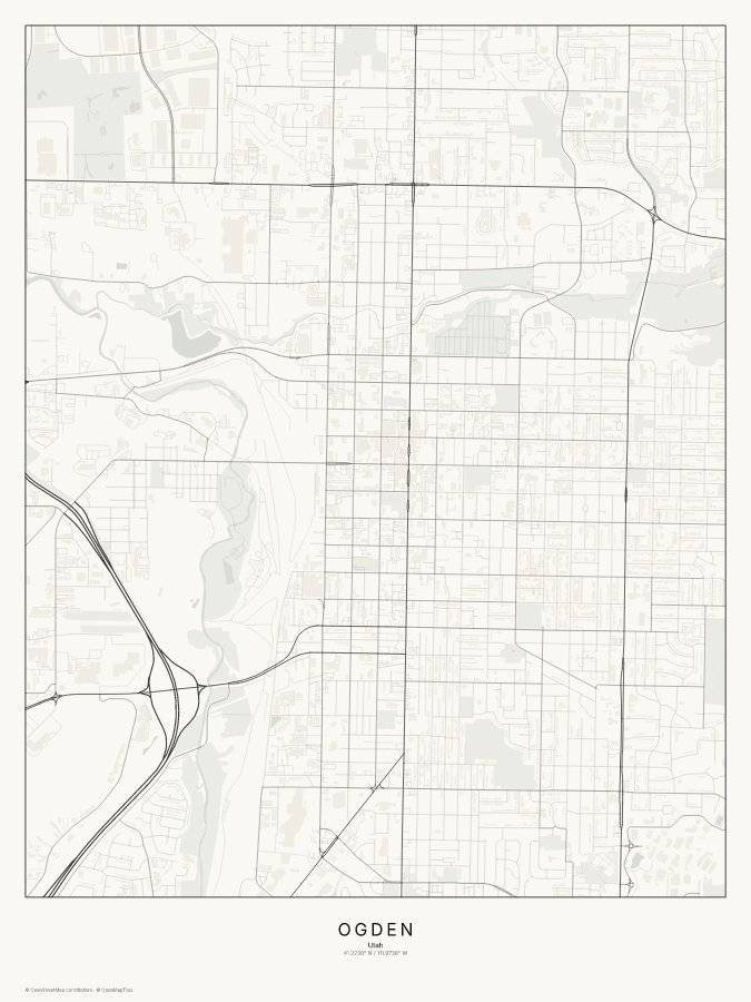 Ogden map poster, classic style
