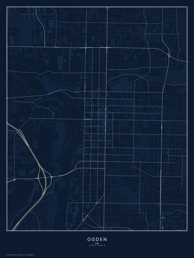Ogden map poster, midnight style