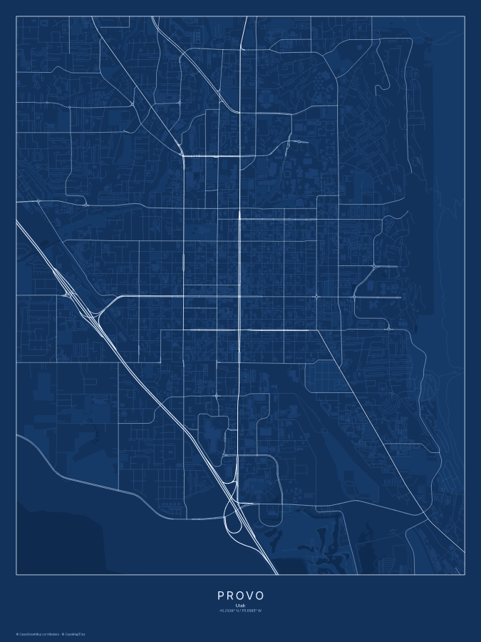Provo map poster, blueprint style