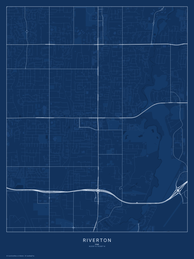 Riverton map poster, blueprint style