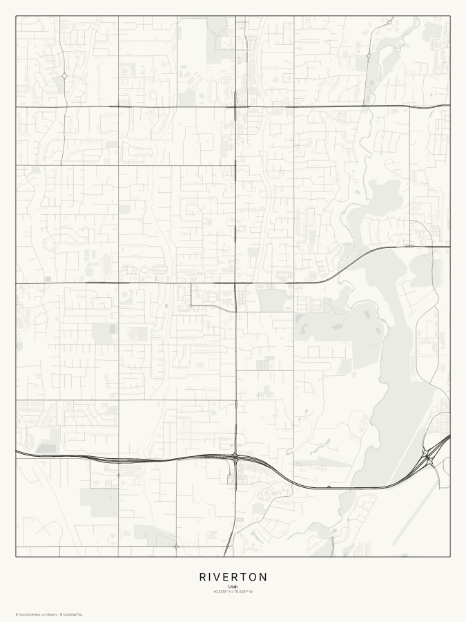 Riverton map poster, classic style