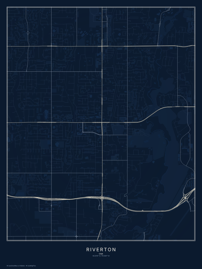 Riverton map poster, midnight style
