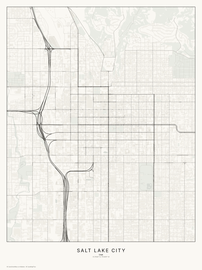 Salt Lake City map poster, classic style