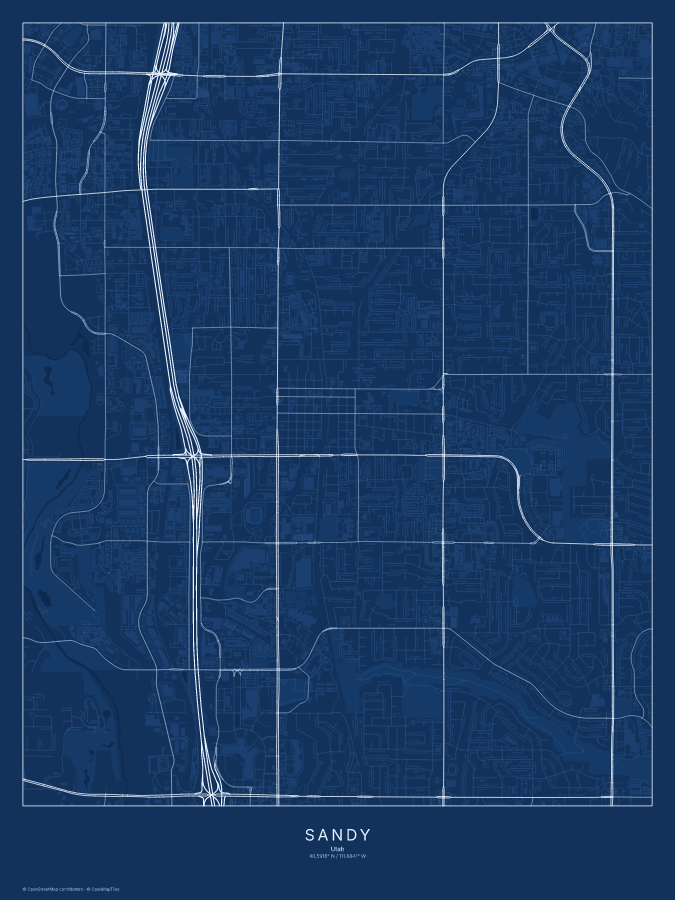 Sandy map poster, blueprint style