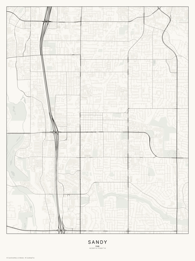 Sandy map poster, classic style