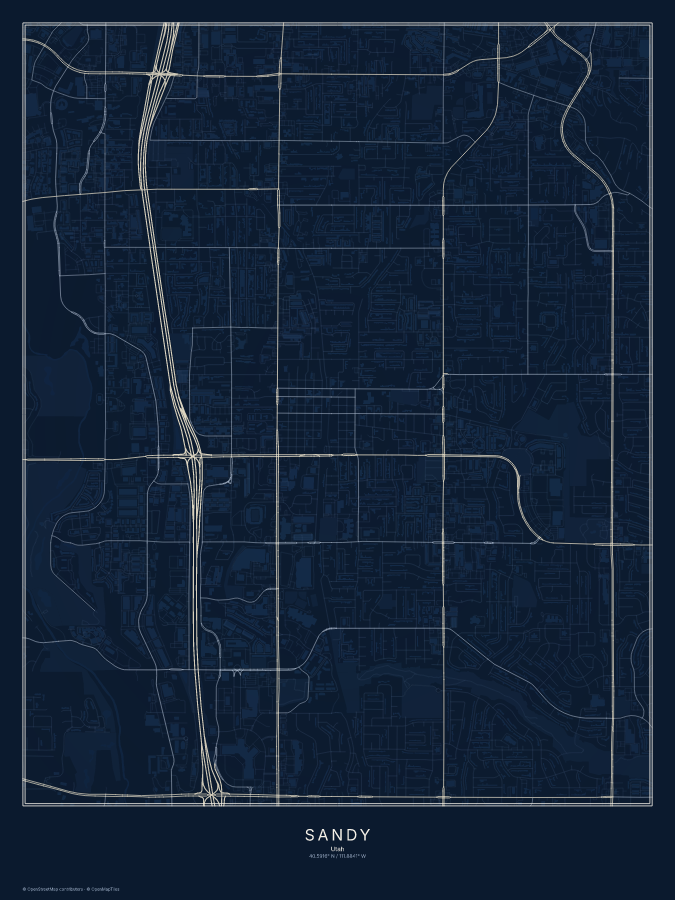 Sandy map poster, midnight style