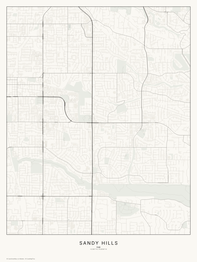 Sandy Hills map poster, classic style