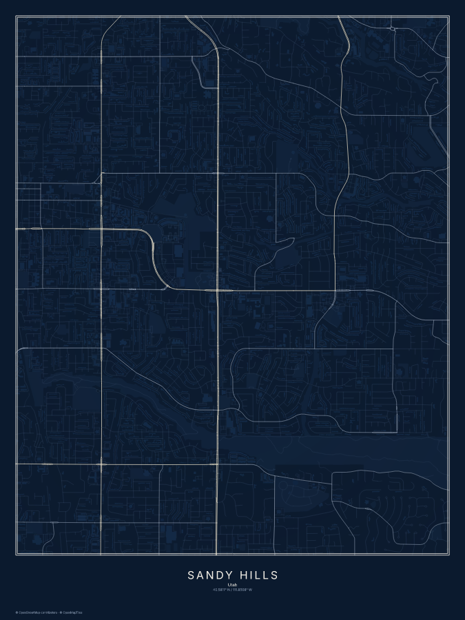 Sandy Hills map poster, midnight style