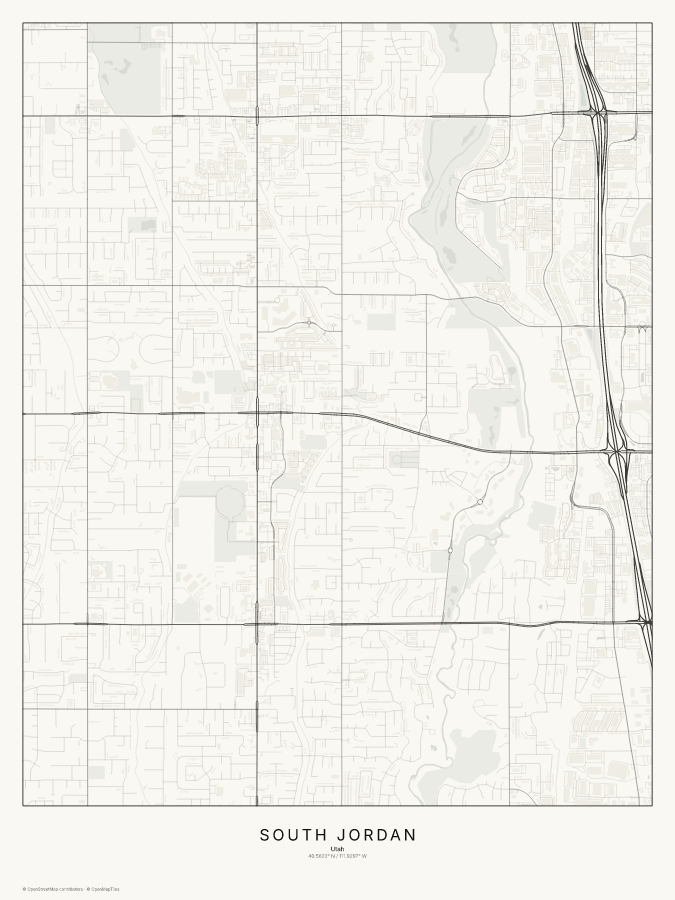 South Jordan map poster, classic style