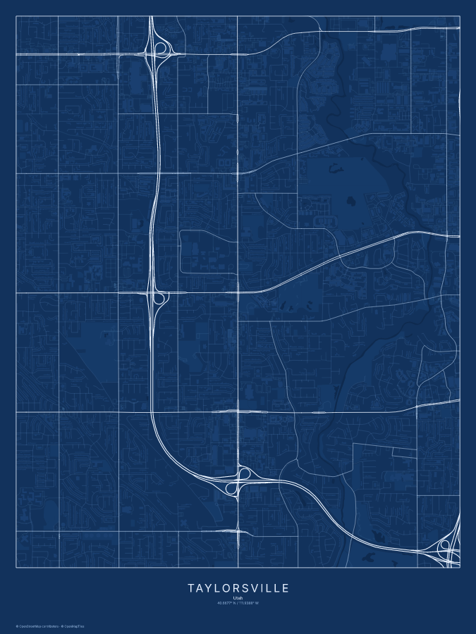 Taylorsville map poster, blueprint style