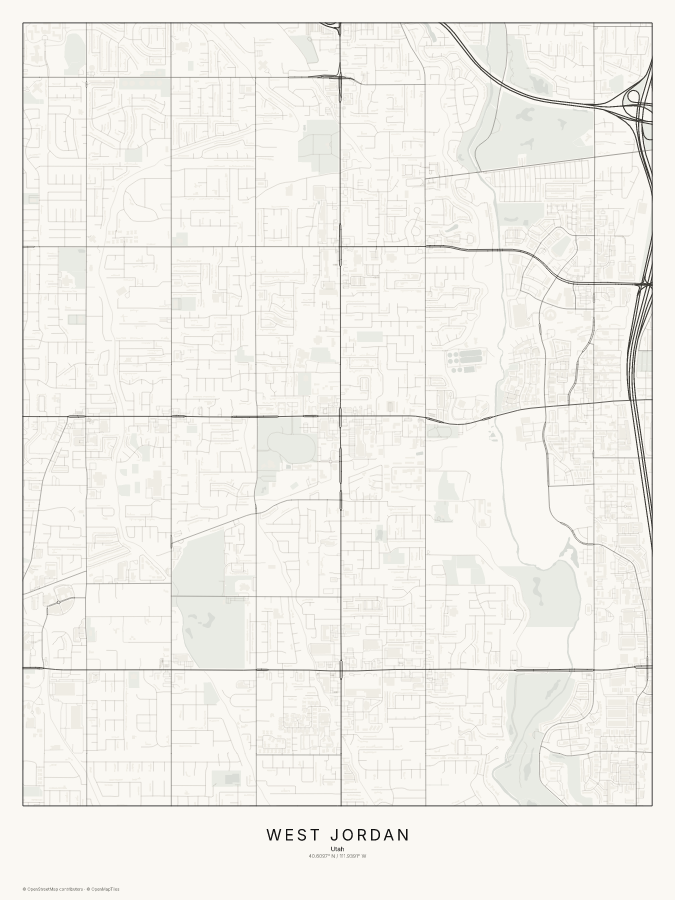 West Jordan map poster, classic style