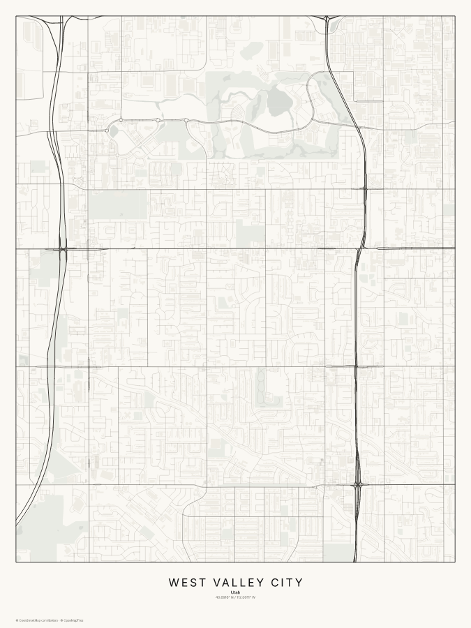 West Valley City map poster, classic style